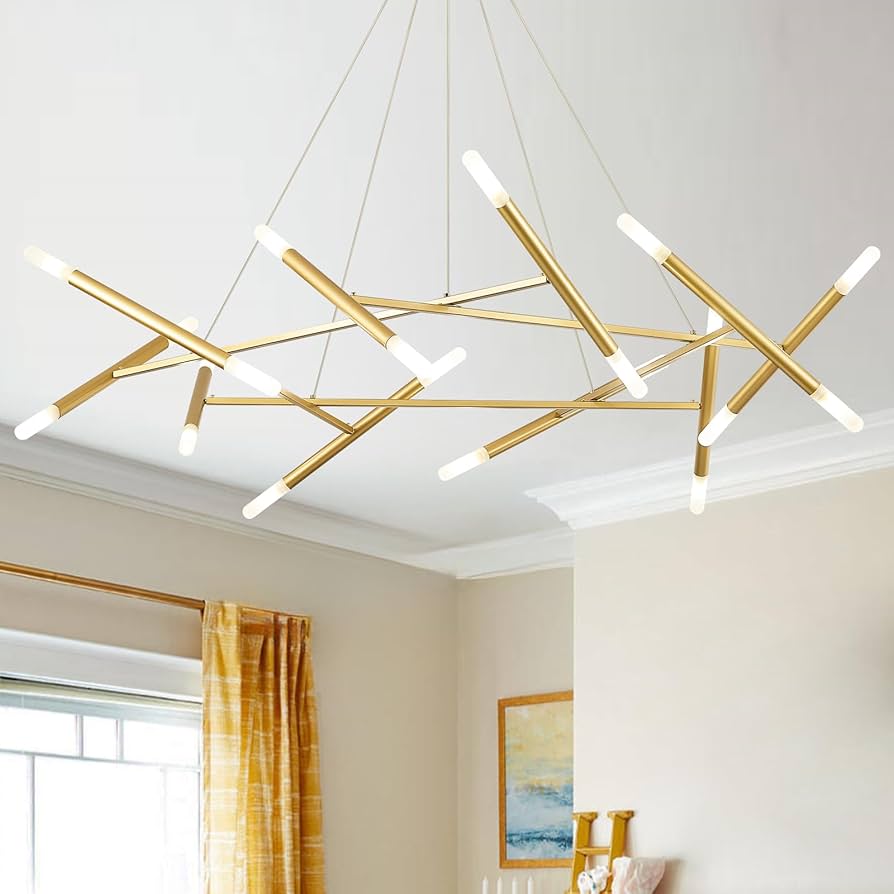 Colgante LED escultórico dorado