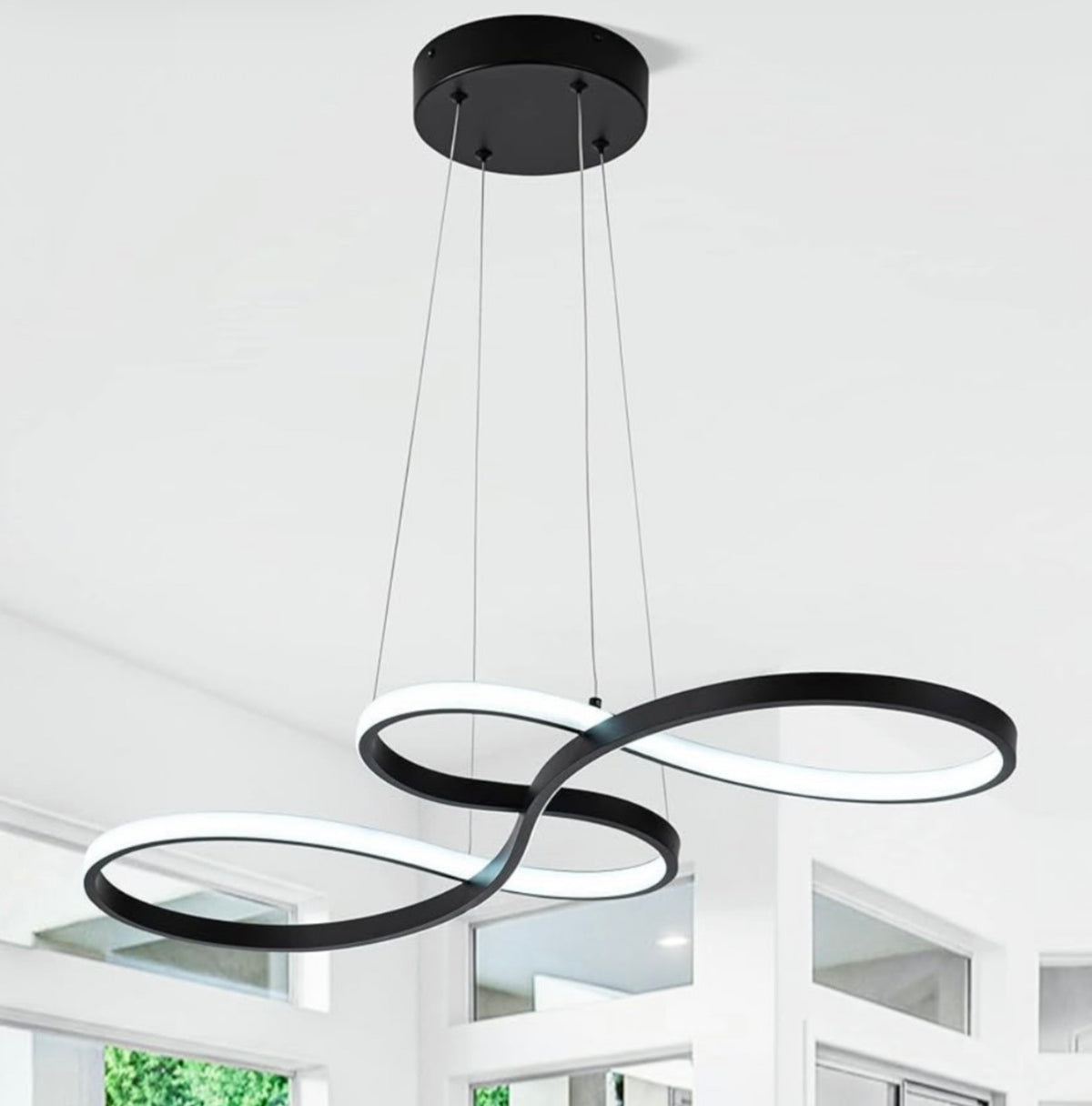 Lámpara LED de 3 Anillos Entrelazados Negro Mate