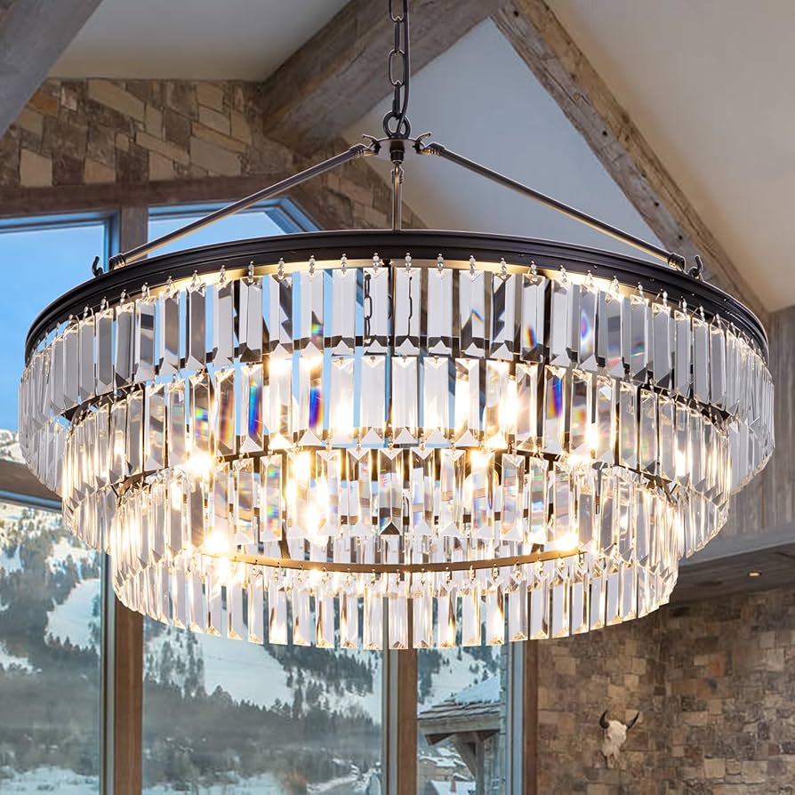 Colgante circular de cristal en niveles